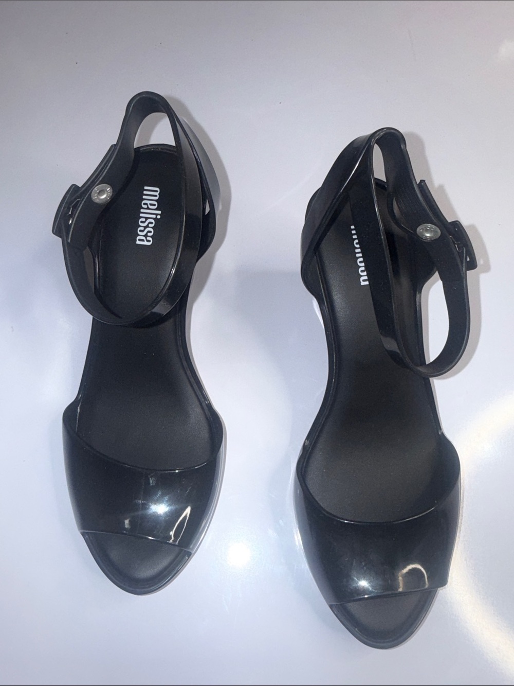 Melissa Black Glossy Slingback Sandals Size 6